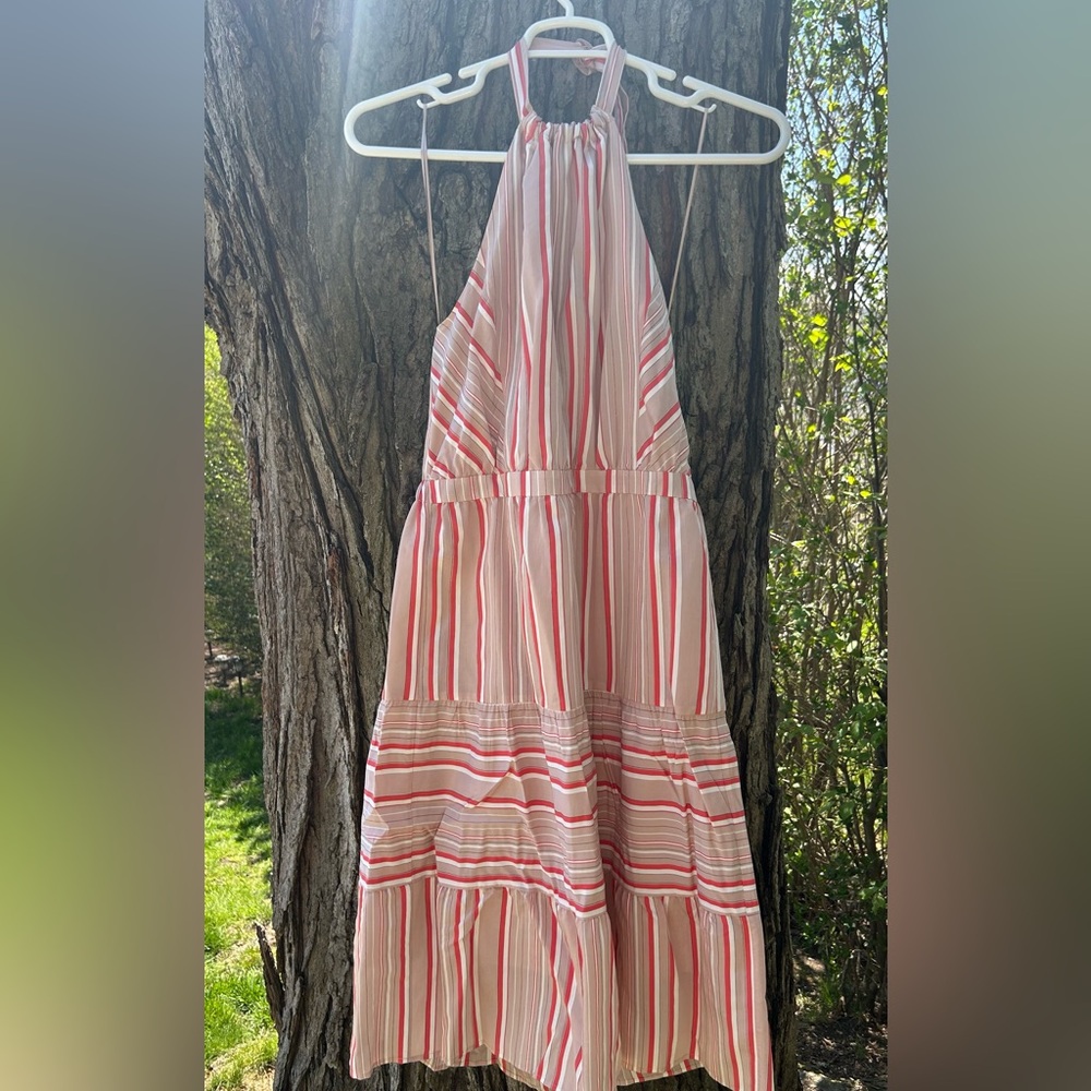 Kaari Blue Striped Halter Dress